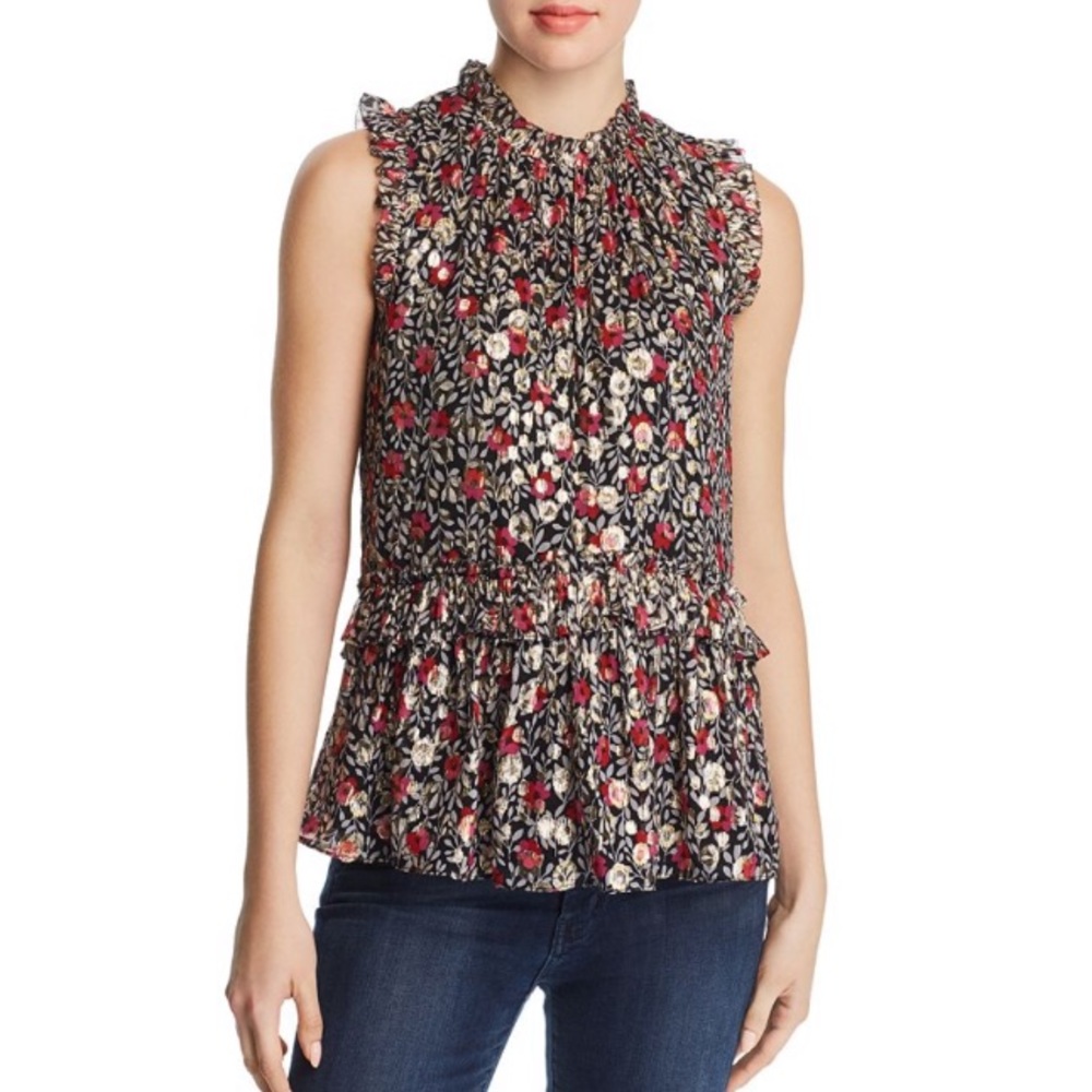 Kate Spade Floral Park Clip Dot Shell Top Xxs